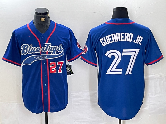 Toronto Blue Jays #27 Vladimir Guerrero Jr Blue Cool Base Stitched Baseball Jerseys