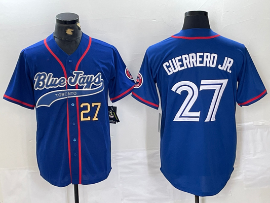 Toronto Blue Jays #27 Vladimir Guerrero Jr Blue Cool Base Stitched Baseball Jerseys