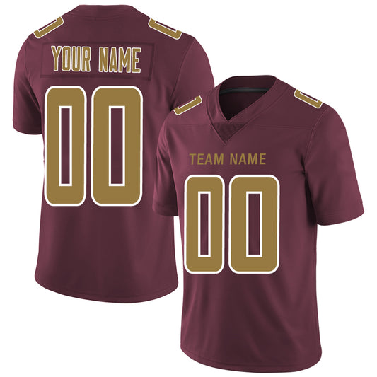 Custom W.Football Team Player or Personalized Design Your Own Name for Men's Women's Youth Jerseys Burgundy Football Jerseys