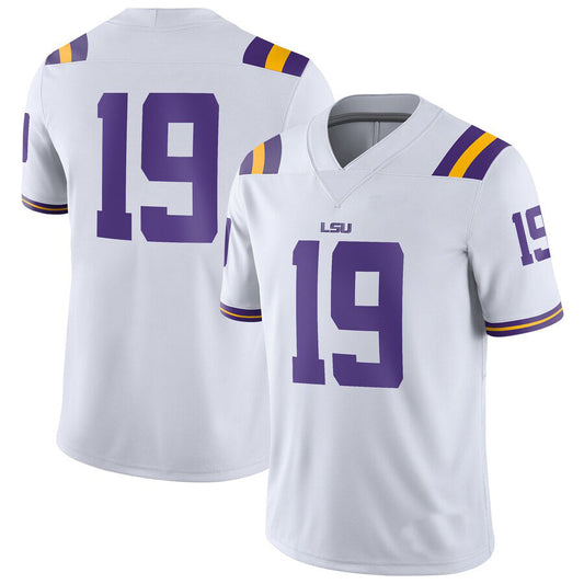 #19 L.Tigers Game Jersey White Football Jersey Stitched American College Jerseys