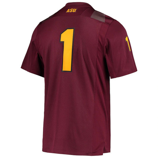 #1 A.State Sun Devils Team Premier Football Jersey  Maroon Stitched American College Jerseys