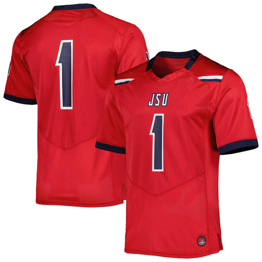 #1 J.State Tigers Under Armour Team Wordmark Replica Football Jersey  Red Stitched American College Jerseys