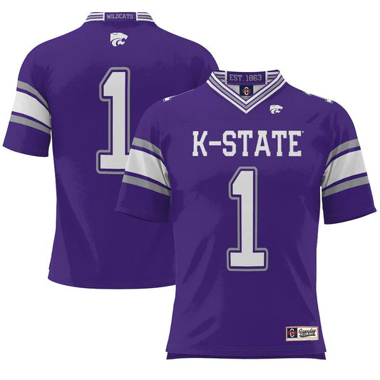#1 K.State Wildcats ProSphere Endzone Football Jersey Purple Stitched American College Jerseys