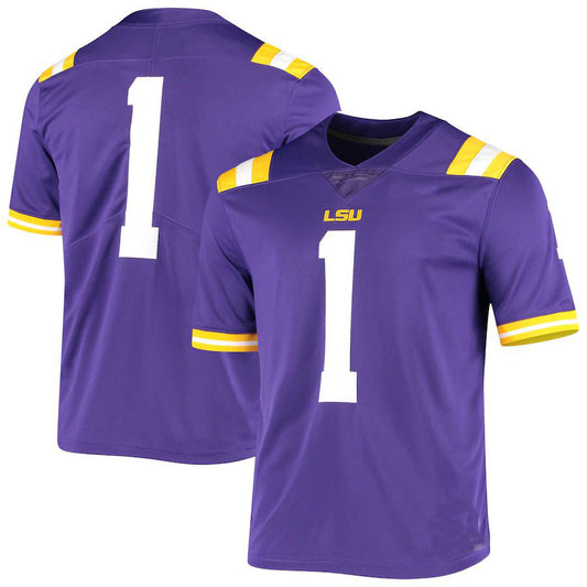 #1 L.Tigers Team Limited Jersey Football Jersey Purple Stitched American College Jerseys
