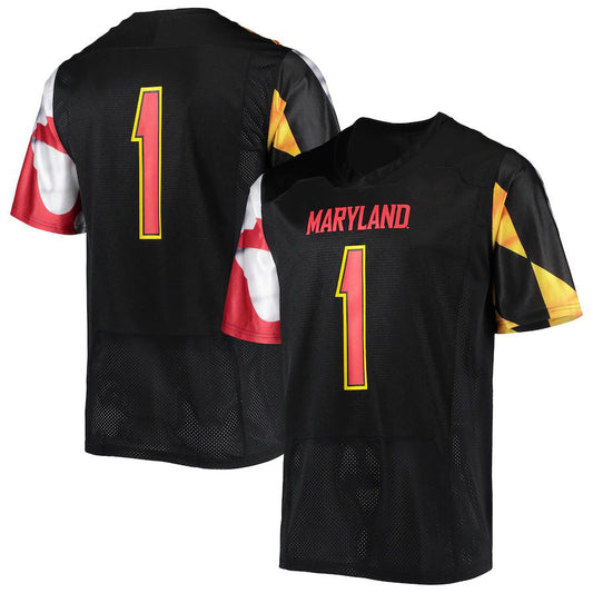 #1 M.Terrapins Under Armour Replica Black Football Jersey Stitched American College Jerseys