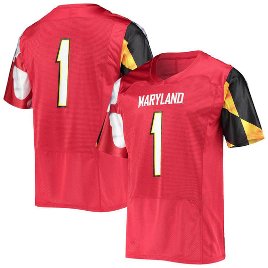 #1 M.Terrapins Under Armour Replica Jersey Red Football Jersey Stitched American College Jerseys