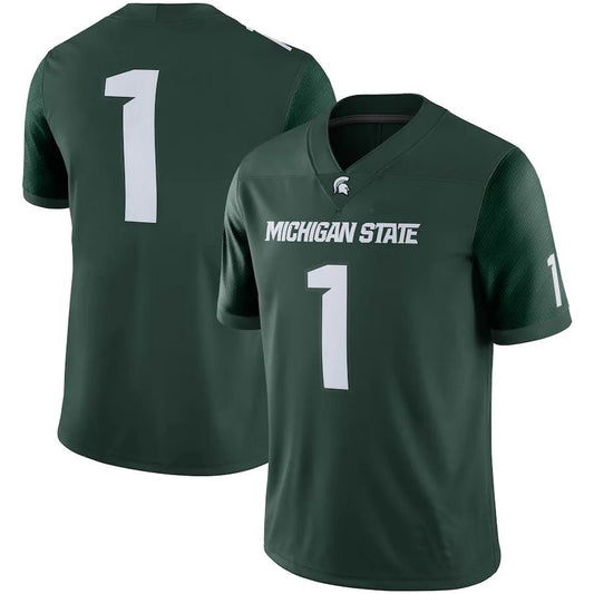 #1 M.State Spartans Game Jersey Green Stitched American College Jerseys