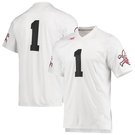 #1 N.Huskers Premier Strategy Jersey White Stitched American College Jerseys
