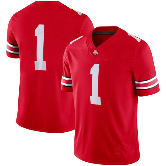 #1 O.State Buckeyes Game Jersey Scarlet Football Jersey Stitched American College Jerseys