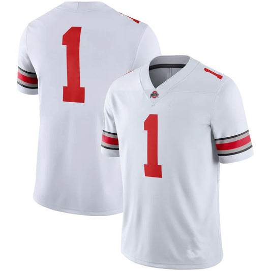 #1 O.State Buckeyes Game Jersey  Football Jersey White Stitched American College Jerseys