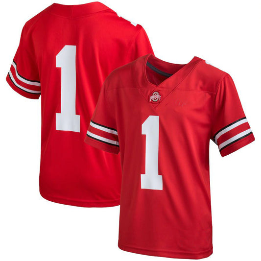 #1 O.State Buckeyes Team Replica Scarlet Football Jersey Stitched American College Jerseys