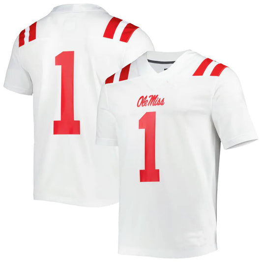 #1 O.Miss Rebels Untouchable Football Jersey White Stitched American College Jerseys