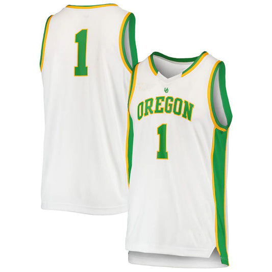 #1 O.Ducks Replica Basketball Jersey White Stitched American College Jerseys