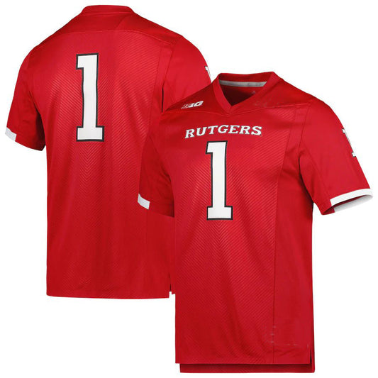 #1 R.Scarlet Knights Team Premier Football Jersey Scarlet Stitched American College Jerseys