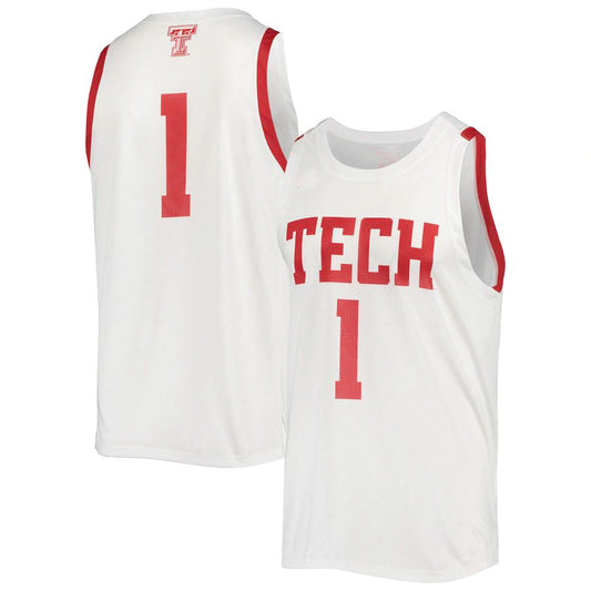 #1 T.Tech Red Raiders Under Armour Alternate Replica Basketball Jersey White Stitched American College Jerseys