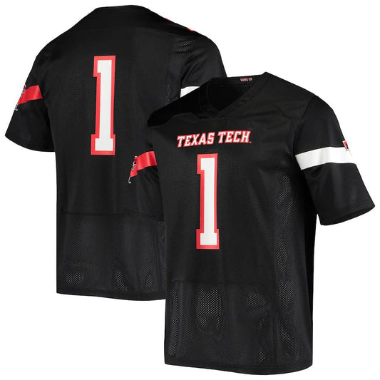 #1 T.Tech Red Raiders Under Armour Logo Replica Football Jersey Black Stitched American College Jerseys