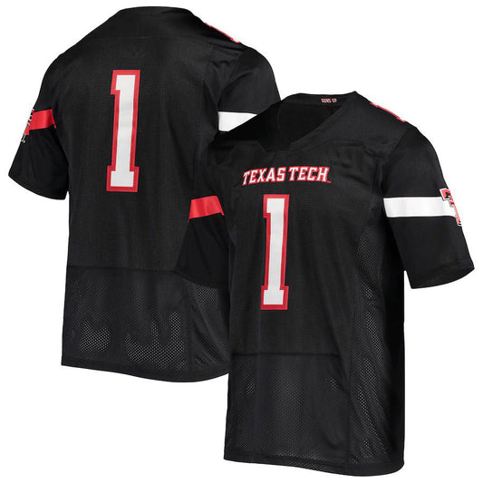 #1 T.Tech Red Raiders Under Armour Team Premier Football Jersey - Black Stitched American College Jerseys