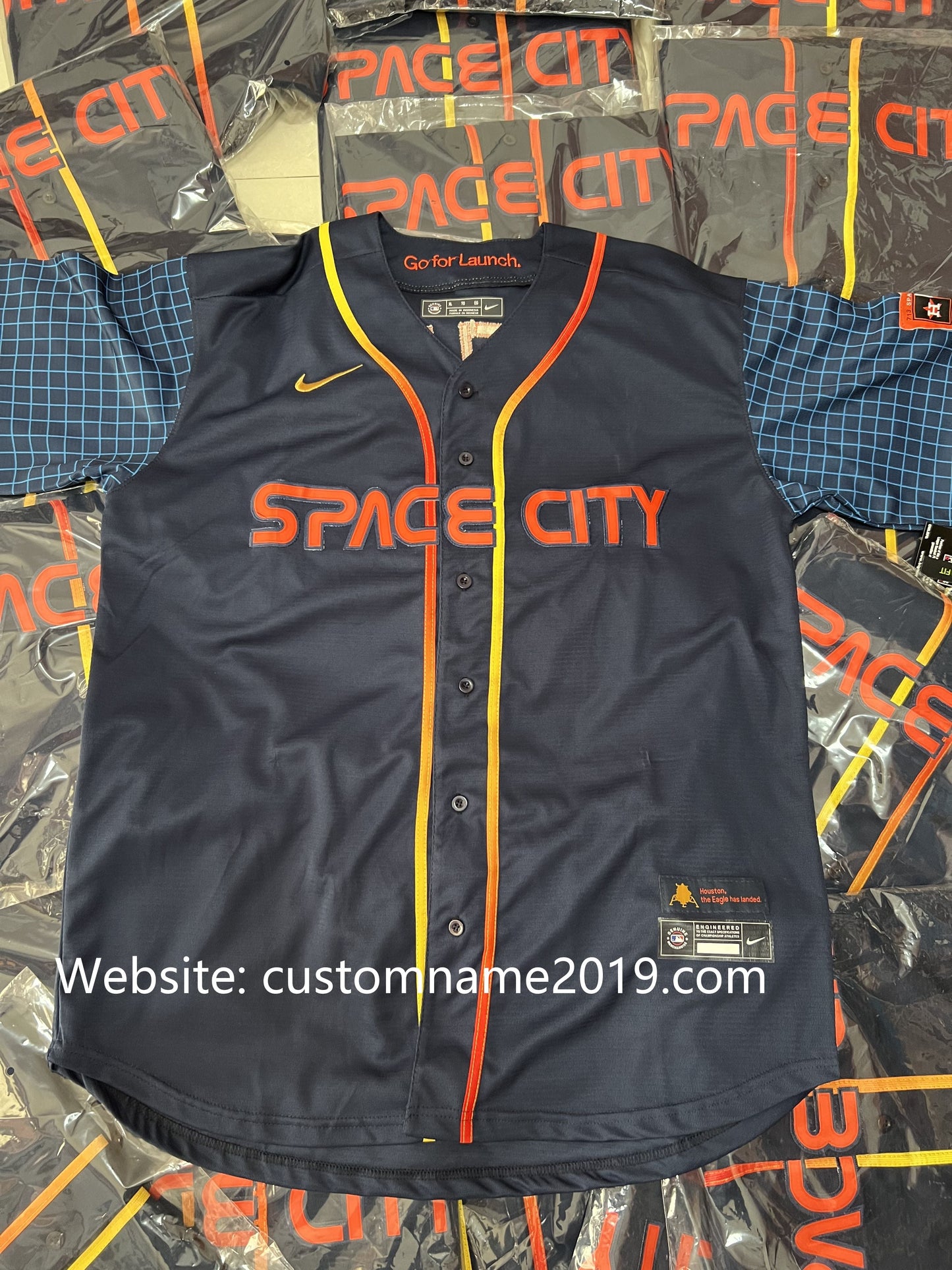 Baseball Jerseys New Houston Astros 27 Jose Altuve Navy Stitched 2022 Space City Connect Jerseys