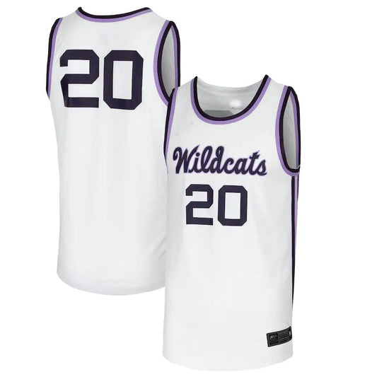 #20 K.State Wildcats Team Replica Basketball Jersey White Stitched American College Jerseys