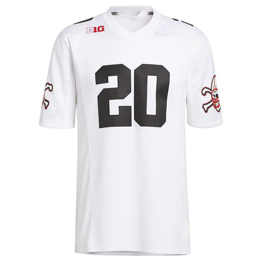 #20 N.Huskers Premier Strategy Football Jersey White Stitched American College Jerseys