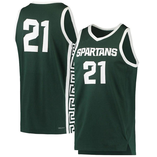 #21 M.State Spartans Replica Basketball Jersey  Green Stitched American College Jerseys