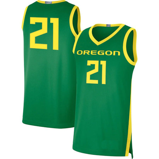 #21 O.Ducks Limited Basketball Jersey Green Stitched American College Jerseys