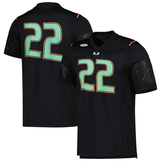 #22 M.Hurricanes Miami Nights Premier Strategy Jersey Black Football Jersey Stitched American College Jerseys
