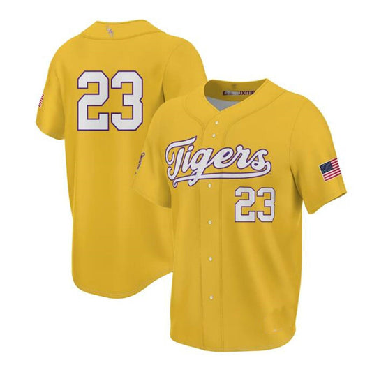 #23 L.Tigers ProSphere Unisex 2023 Baseball College World Series Champions Jersey - Gold Stitched American College Jerseys