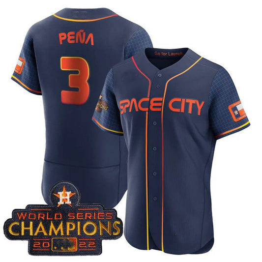 #3 Jeremy Pena Houston Astros BLACK 2023 SPACE CITY CHAMPIONS FLEX JERSEY ¨CBLUE ALL STITCHED Baseball Jerseys