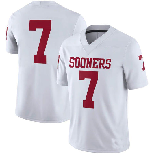 #7 O.Sooners Jordan Brand Team Game Jersey White Football Jersey Stitched American College Jerseys