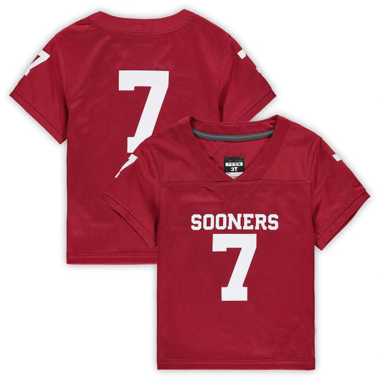 #7 O.Sooners Jordan Brand Toddler Replica Crimson Football Jersey Stitched American College Jerseys