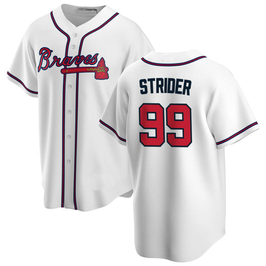 Atlanta Braves #99 Spencer Strider White Alternate Authentic Player Jersey Stitches Baseball Jerseys