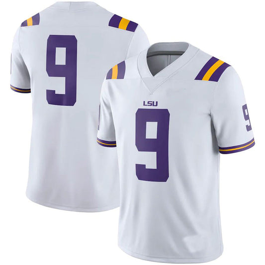 #9 L.Tigers Game Jersey White Football Jersey Stitched American College Jerseys