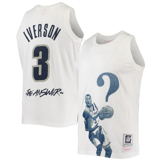 G.Hoyas #3 Allen Iverson Mitchell & Ness The Answer Replica Jersey - White Stitched American College Jerseys