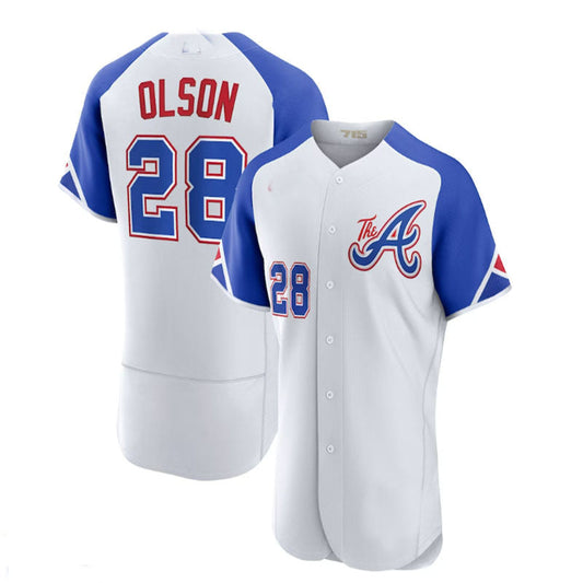 Atlanta Braves #28 Matt Olson White 2023 City Connect Authentic Player Jersey Stitches Baseball Jerseys
