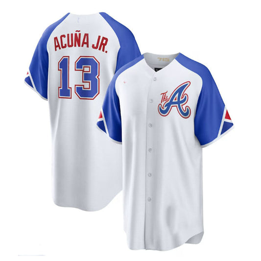 Atlanta Braves #13 Ronald Acu?a Jr. White 2023 City Connect Authentic Player Jersey Stitches Baseball Jerseys