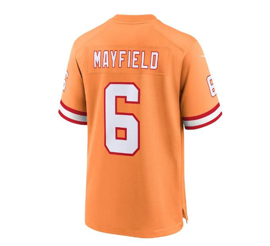 TB.Buccaneers #6 Baker Mayfield Throwback Game Jersey - Orange Stitched American Football Jerseys