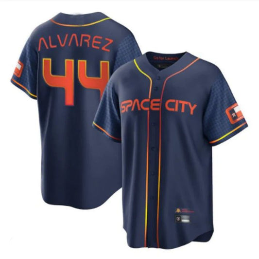 Baseball Jerseys New Houston Astros #44 Yordan Alvarez Navy Stitched 2022 Space City Connect Jerseys