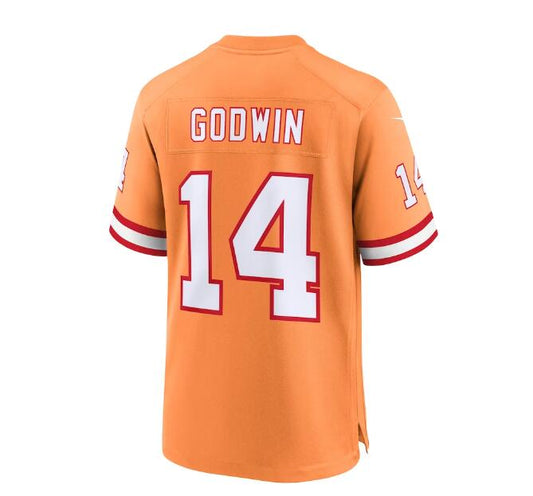 TB.Buccaneers #14 Chris Godwin Throwback Game Jersey - Orange Stitched American Football Jerseys