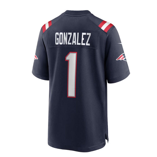 NE.Patriots #1 Christian Gonzalez 2023 Draft First Round Pick Game Jersey - NavyStitched American Football Jerseys