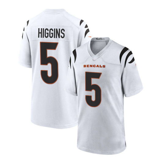C.Bengals #5 Tee Higgins Game Jersey - White Stitched American Football Jerseys