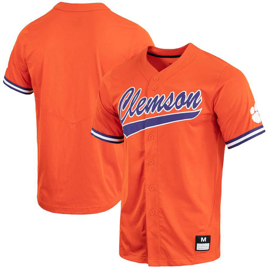 C.Tigers  Replica Full-Button Baseball Jersey Orange Stitched American College Jerseys