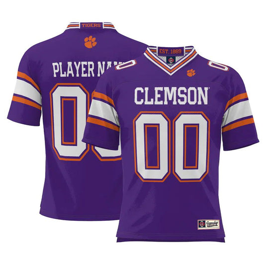 Custom C.Tigers ProSphere NIL Pick-A-Player Football Jersey Purple American Stitched College Jerseys