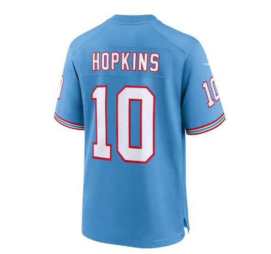 T.Titans #10 DeAndre Hopkins Oilers Throwback Player Game Jersey - Light Blue new Stitched American Football Jerseys