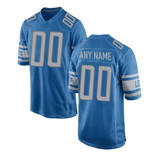 Custom D.Lions Blue Game Jersey Stitched American Football Jerseys