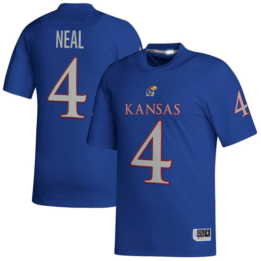 K.Jayhawks #4 Devin Neal NIL Replica Football Jersey  Royal Stitched American College Jerseys