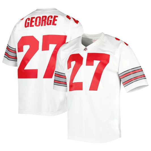 O.State Buckeyes #27 Eddie George Mitchell & Ness Authentic Jersey White Football Jersey Stitched American College Jerseys