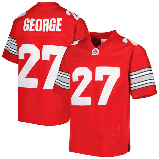 O.State Buckeyes #27 Eddie George Mitchell & Ness Replica Jersey Scarlet Football Jersey Stitched American College Jerseys
