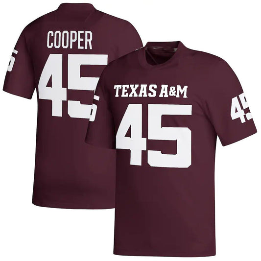 T.A&M Aggies #45 Edgerrin Cooper NIL Replica Football Jersey Maroon Stitched American College Jerseys