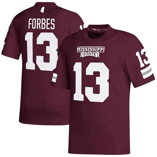 M.State Bulldogs #13 Emmanuel Forbes NIL Replica Maroon Football Jersey Stitched American College Jerseys